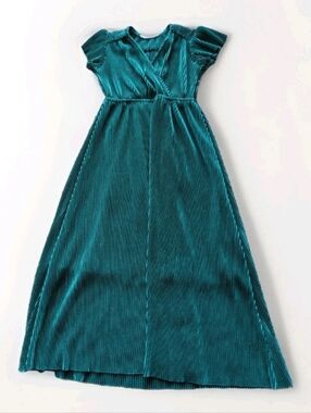 Baltic Børn Teal Pleated Girls' Maxi Dress Size 4-5